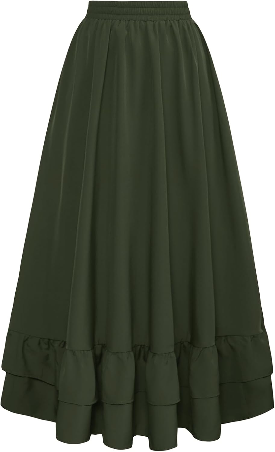 Women Renaissance Skirt Medieval Ruffle Layered Maxi Skirts - Image 2