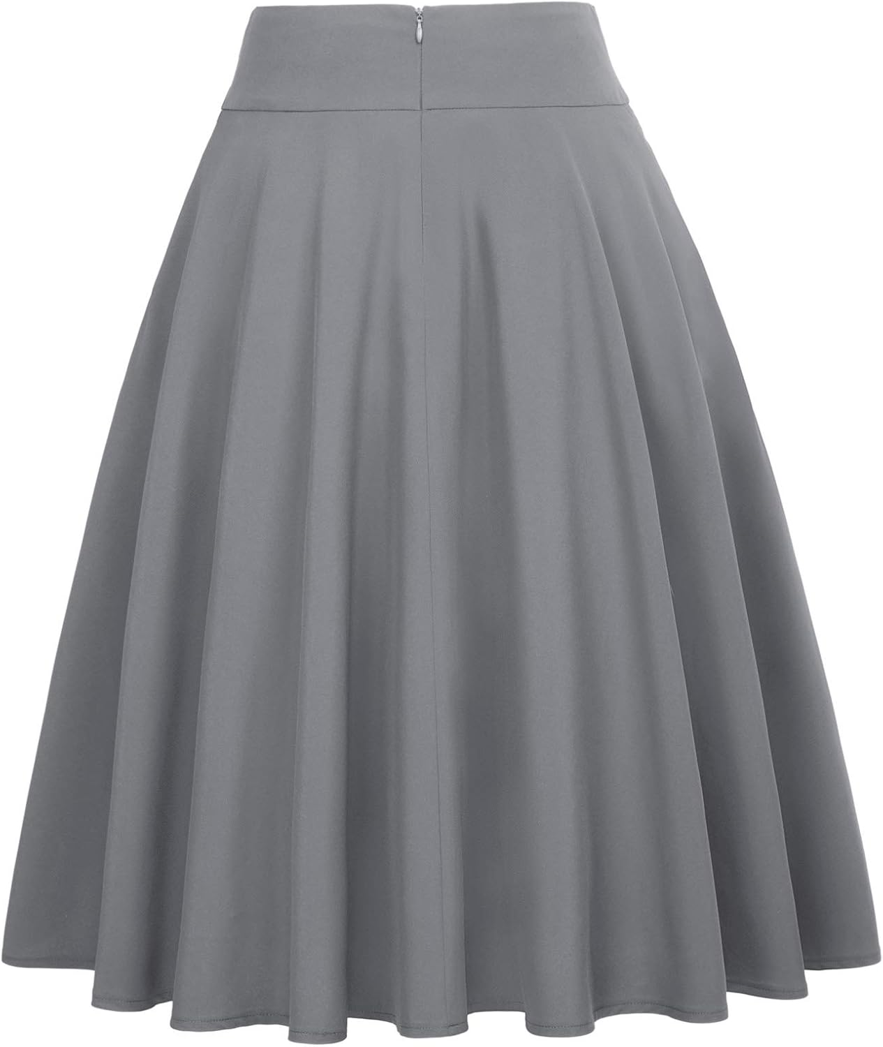 Women's High Waist A-Line Pockets Skirt Skater Flared Midi Skirt Vinage Skirt - Image 2