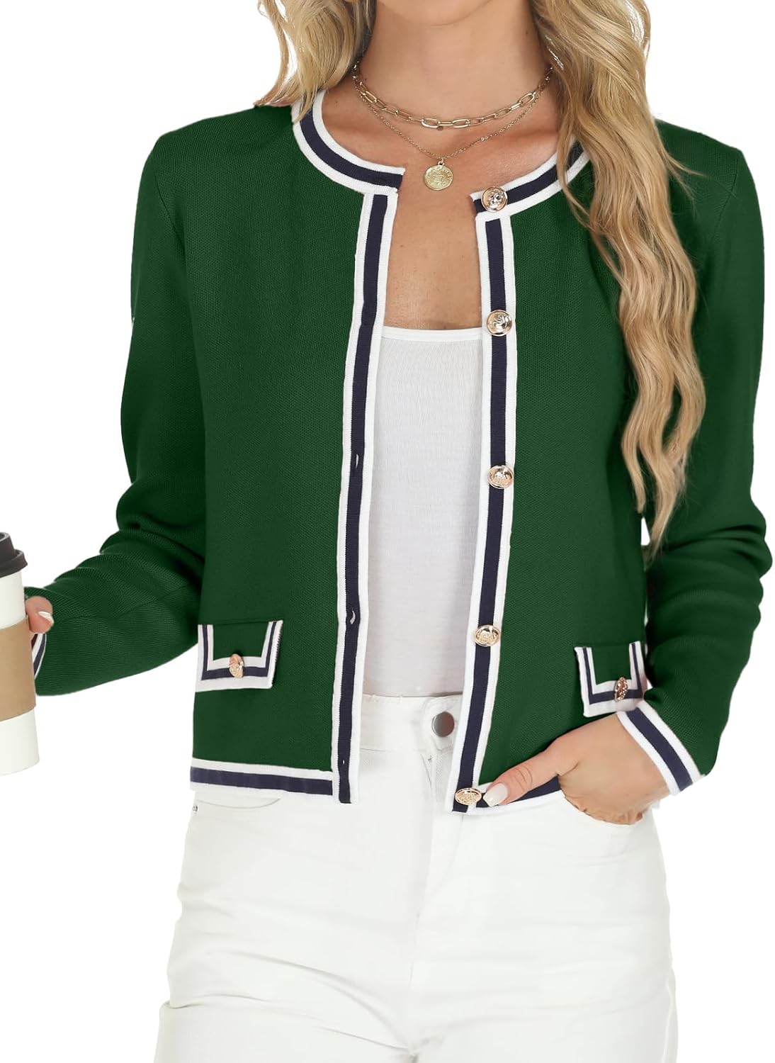 Women's 2025 Fall Crewneck Long Sleeve Casual Button Down Cardigan Sweater Knit Lady Jackets - Image 2